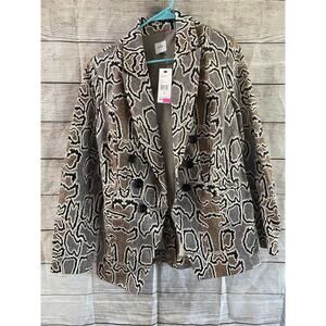 Cabi Sz 16 3733 Python Snakeskin Print Double Breasted Blazer Ponte Knit Stretch